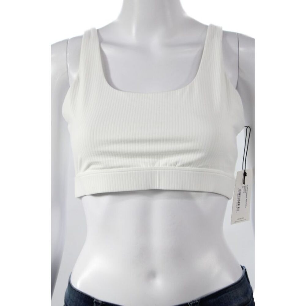 Splits59 Womens Air Weight Ribbed Athletic Sports Bra White Size M